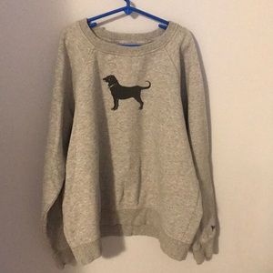 Grey black dog crew neck sweatshirt